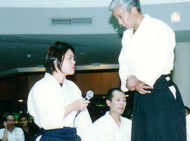 Sae Yamada interpreting for Doshu during the 30th Malaysia Aikikai Anniversary.